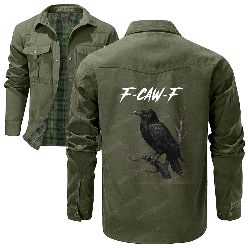 Maturelion Men's Shirt Jacket F-Caw-F Flannel Shirt Jacket