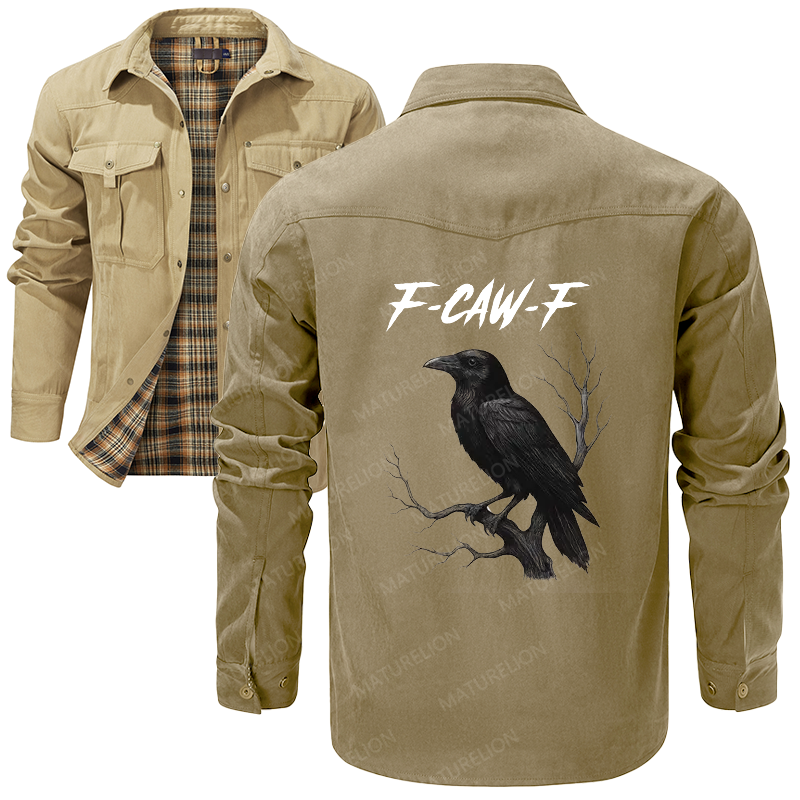 Maturelion Men's Shirt Jacket F-Caw-F Flannel Shirt Jacket