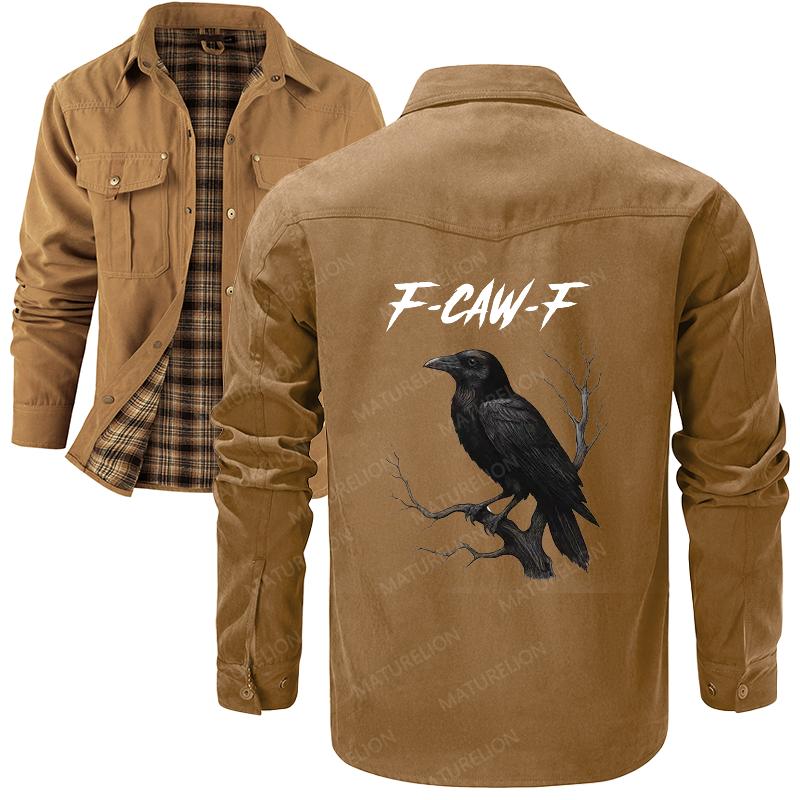 Maturelion Men's Shirt Jacket F-Caw-F Flannel Shirt Jacket