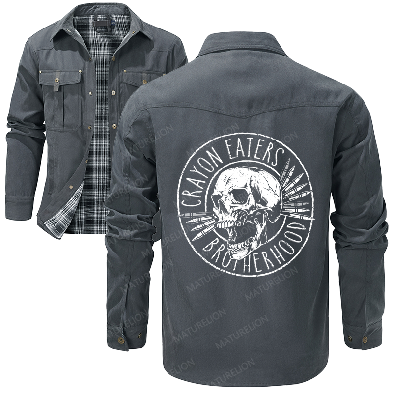 Maturelion Men's Shirt Jacket Crayon Eaters Brotherhood Flannel Shirt Jacket