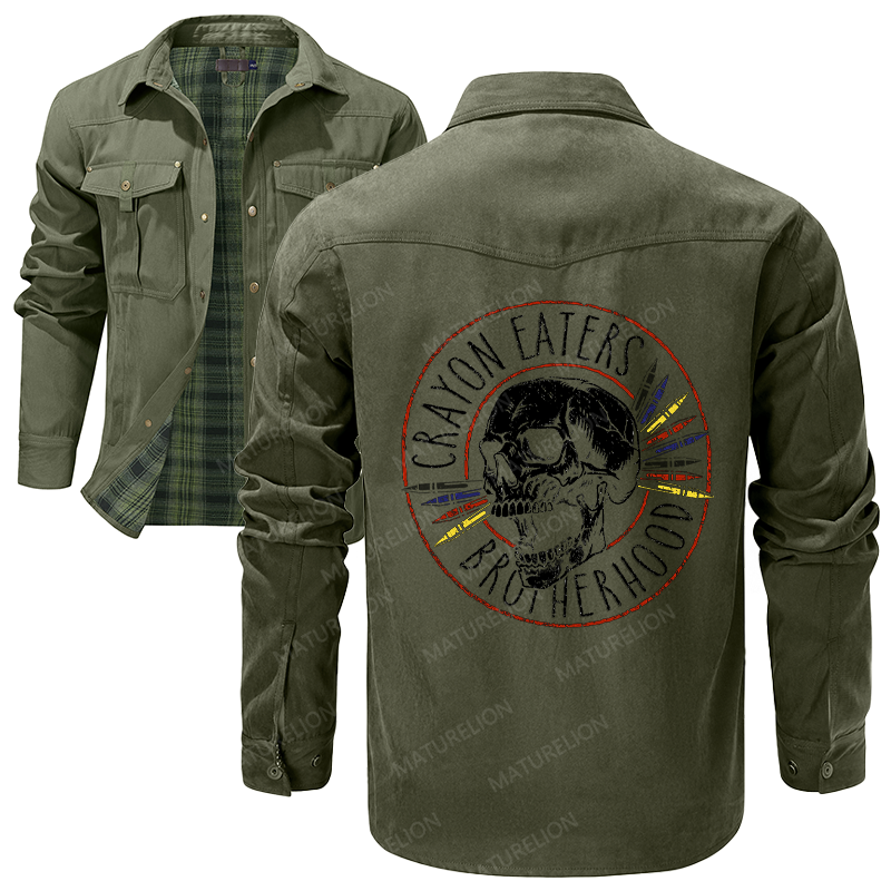 Maturelion Men's Shirt Jacket Crayon Eaters Brotherhood Flannel Shirt Jacket