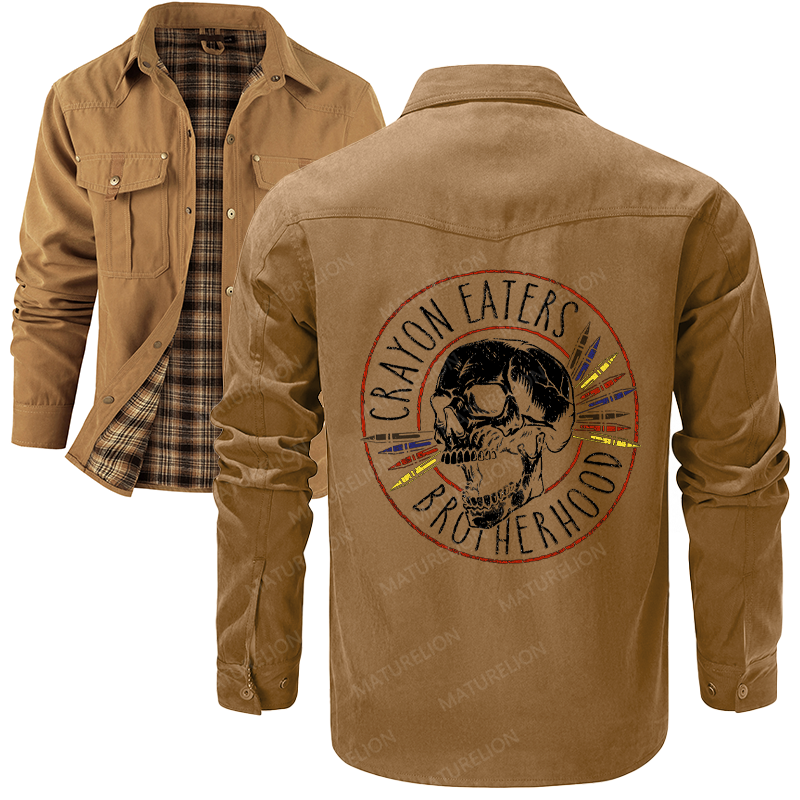 Maturelion Men's Shirt Jacket Crayon Eaters Brotherhood Flannel Shirt Jacket
