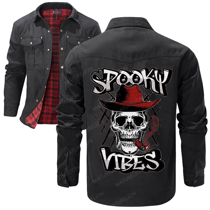Maturelion Men's Shirt Jacket Spooky Cowboy Flannel Shirt Jacket