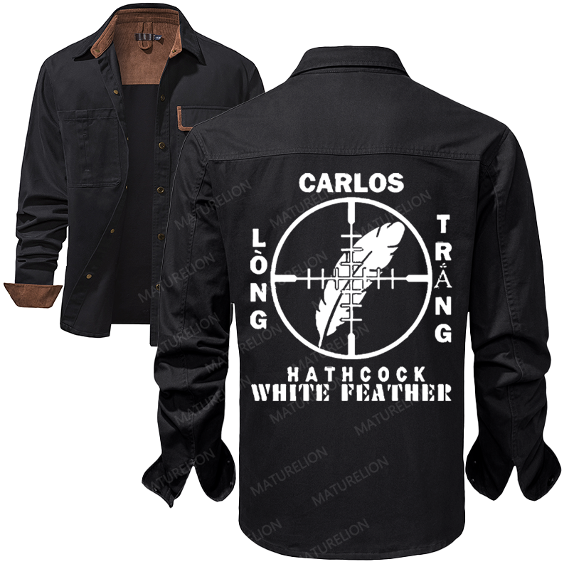 Maturelion Men's Work Shirt Carlos Hathcock Long Trang White Feather Work Shirt Jacket