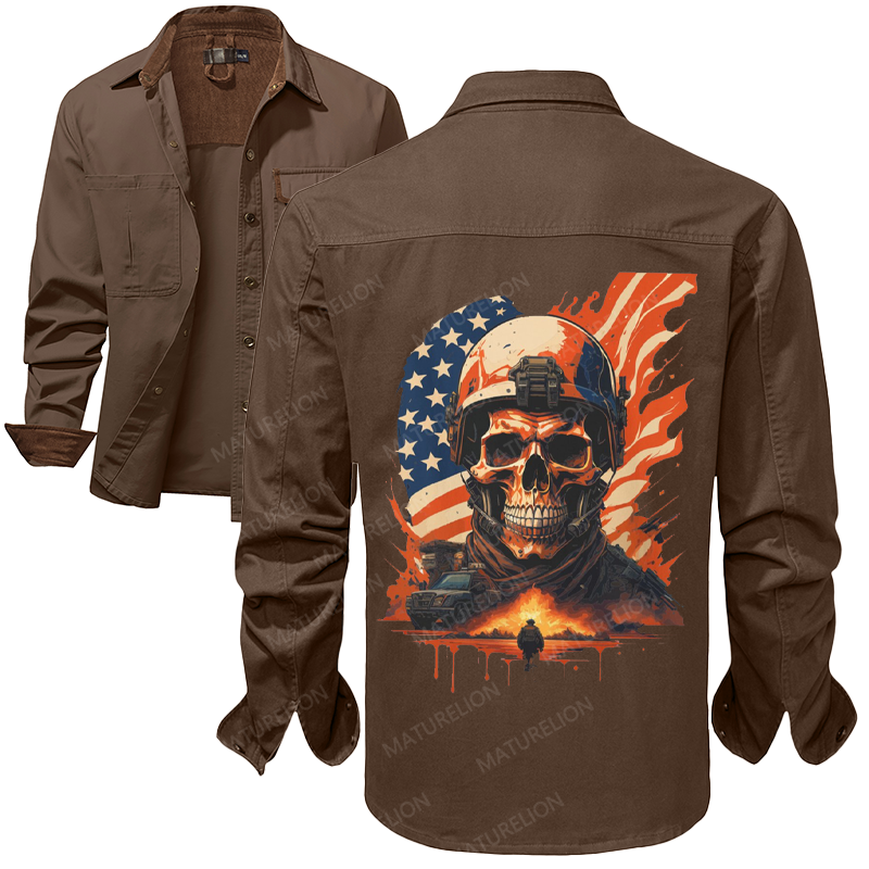 Maturelion Men's Work Shirt Veteran-Inspired Work Shirt Jacket