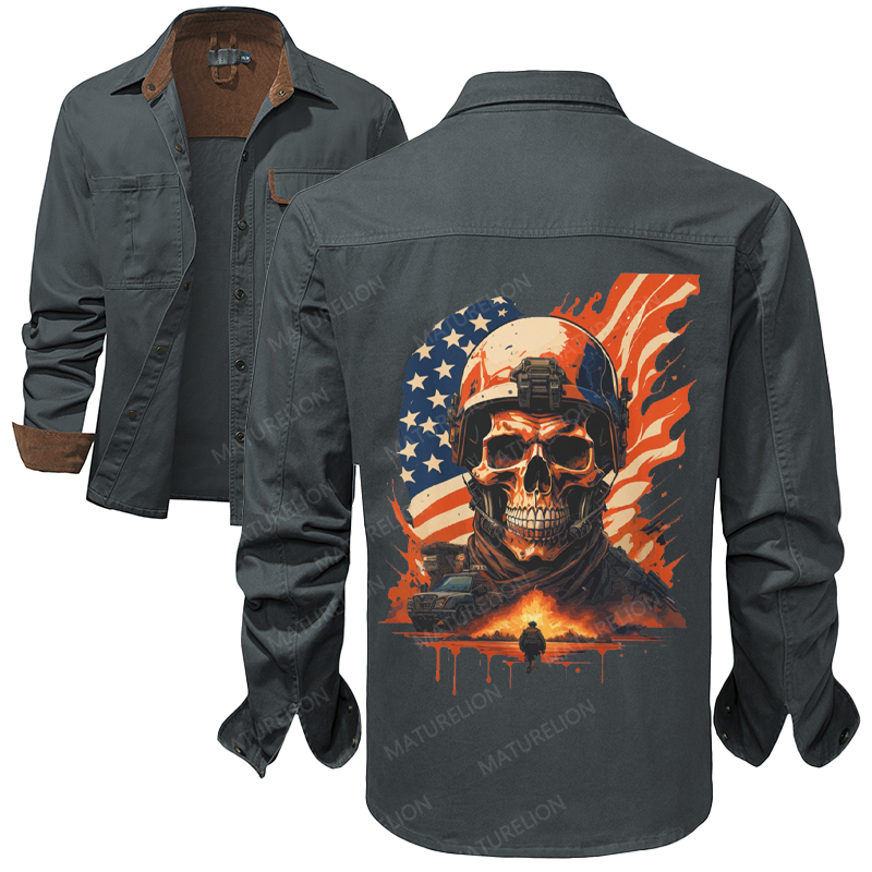 Maturelion Men's Work Shirt Veteran-Inspired Work Shirt Jacket