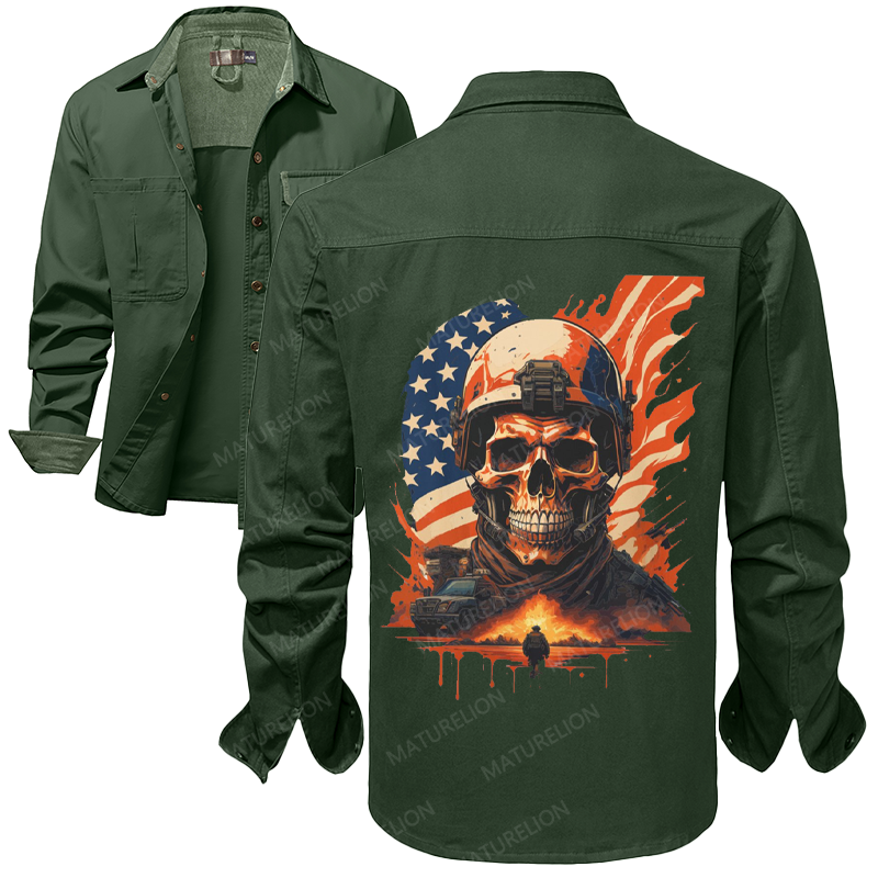 Maturelion Men's Work Shirt Veteran-Inspired Work Shirt Jacket