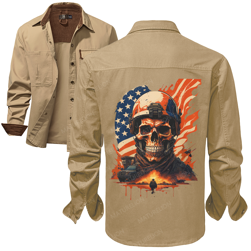 Maturelion Men's Work Shirt Veteran-Inspired Work Shirt Jacket
