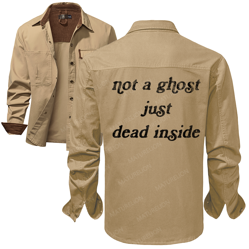 Maturelion Men's Work Shirt Not A Ghost Just Dead Inside Work Shirt Jacket