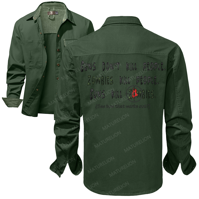 Maturelion Men's Work Shirt Guns Don't Kill People Work Shirt Jacket
