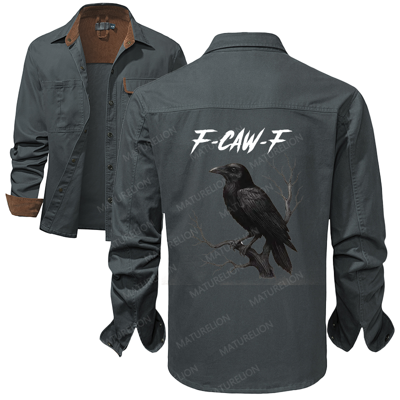Maturelion Men's Work Shirt F-Caw-F Work Shirt Jacket