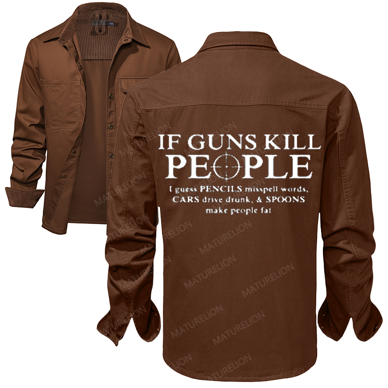 Maturelion Men's Work Shirt If Guns Kill People Pencils Misspell Words Work Shirt Jacket