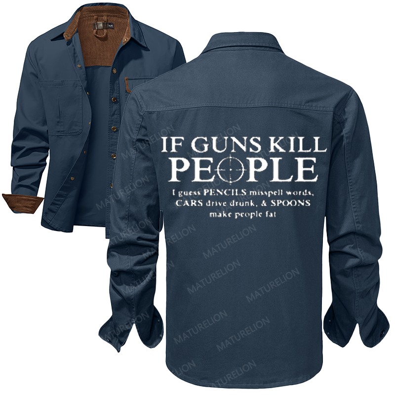 Maturelion Men's Work Shirt If Guns Kill People Pencils Misspell Words Work Shirt Jacket