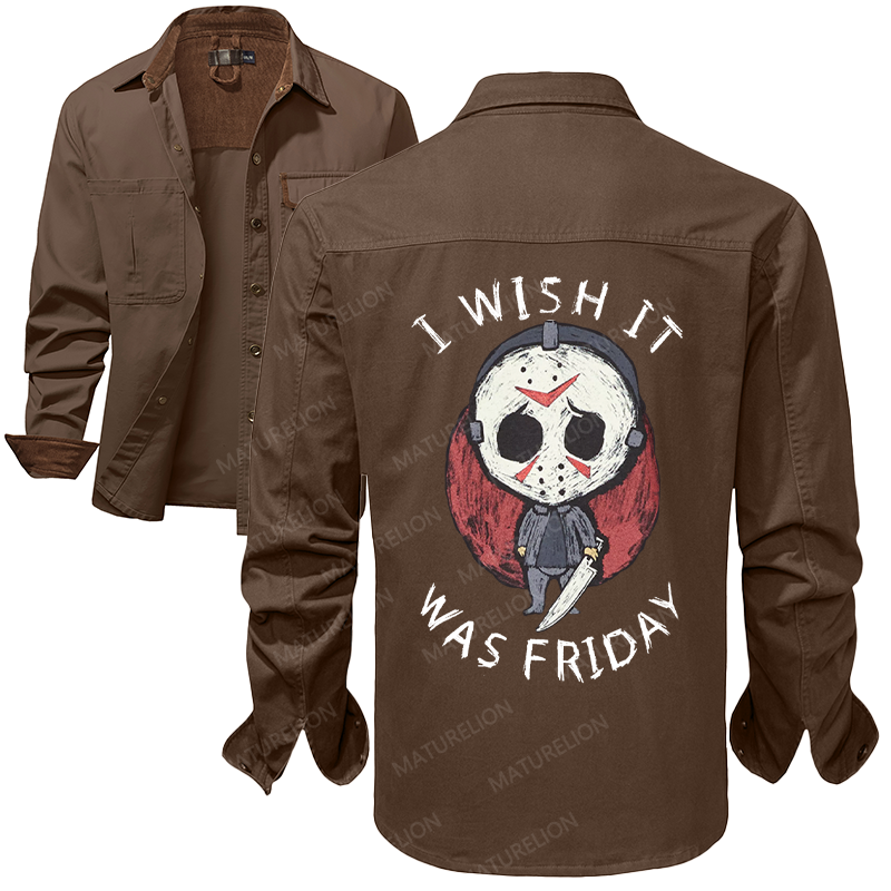 Maturelion Men's Work Shirt I Wish It Was Friday Jason Voorhees Work Shirt Jacket