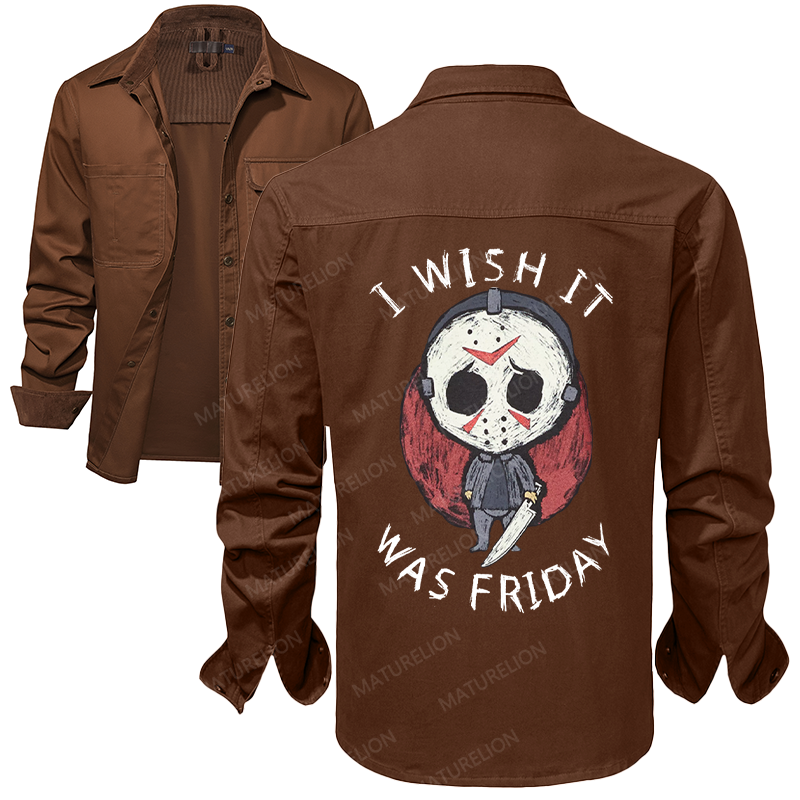 Maturelion Men's Work Shirt I Wish It Was Friday Jason Voorhees Work Shirt Jacket
