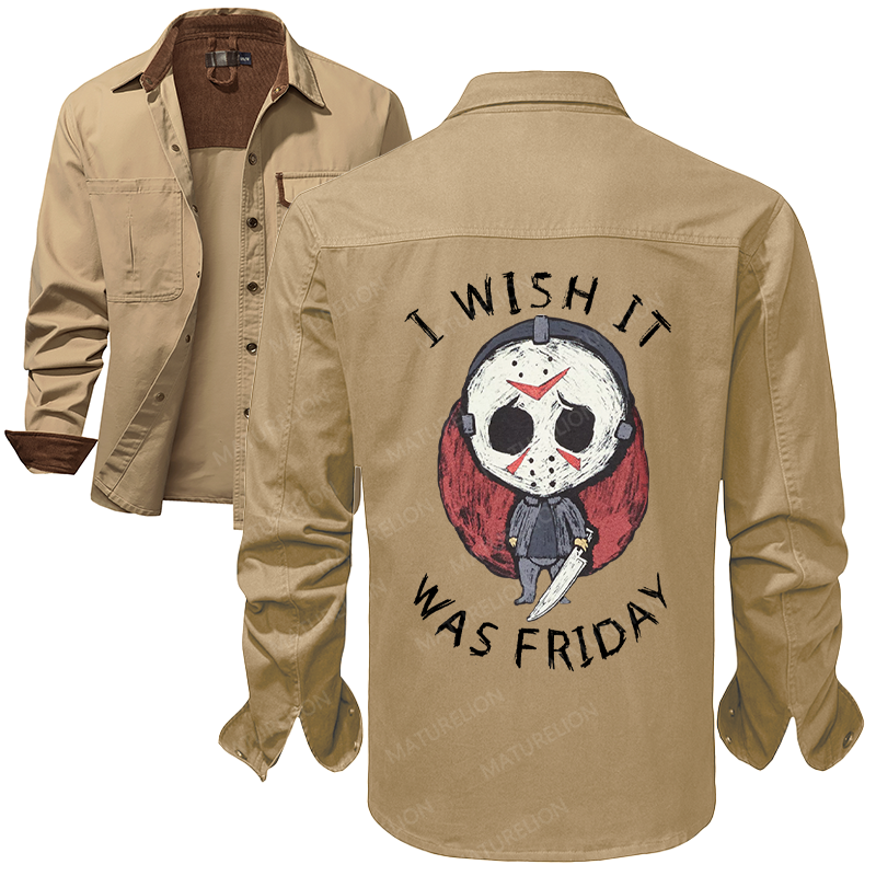 Maturelion Men's Work Shirt I Wish It Was Friday Jason Voorhees Work Shirt Jacket