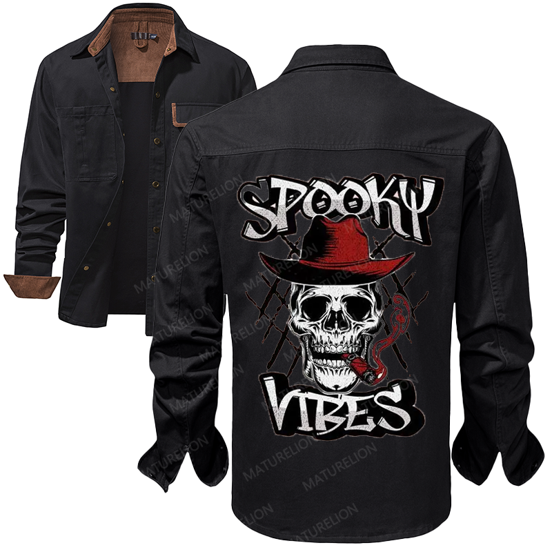 Maturelion Men's Work Shirt Spooky Cowboy Work Shirt Jacket