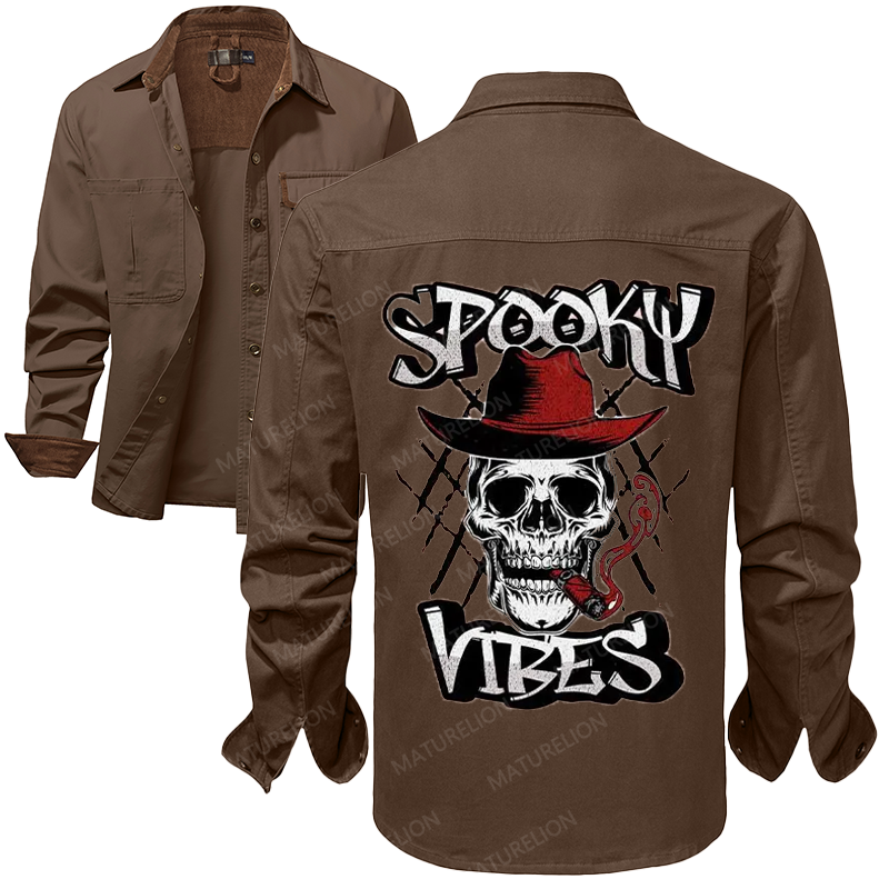 Maturelion Men's Work Shirt Spooky Cowboy Work Shirt Jacket