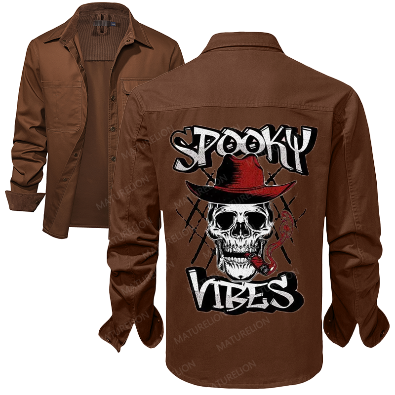 Maturelion Men's Work Shirt Spooky Cowboy Work Shirt Jacket
