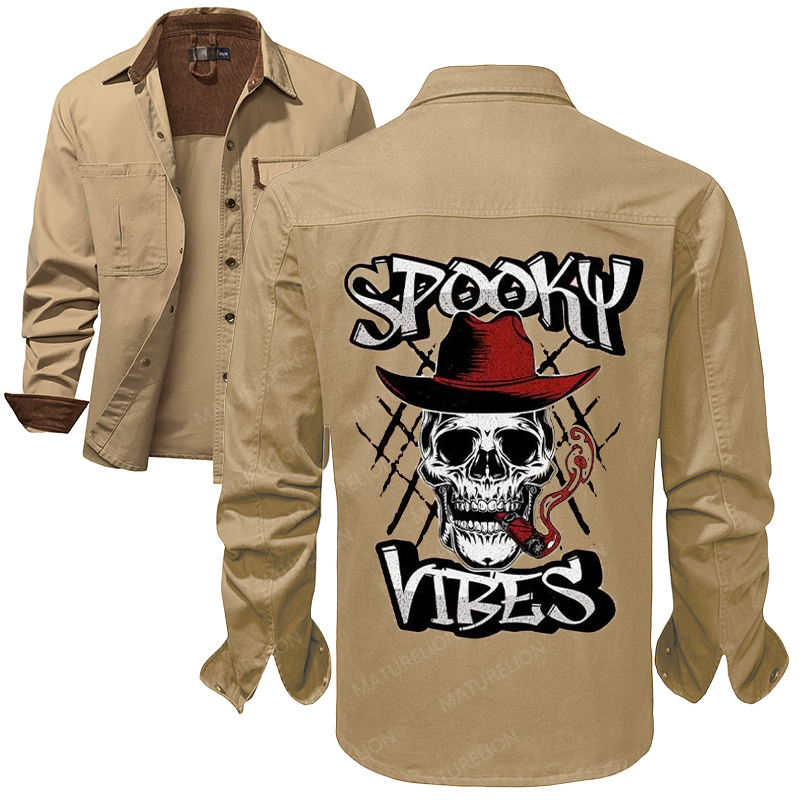 Maturelion Men's Work Shirt Spooky Cowboy Work Shirt Jacket