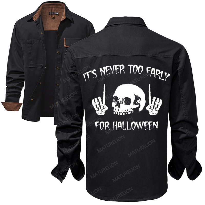 Maturelion Men's Work Shirt It's Never Too Early For Halloween Work Shirt Jacket