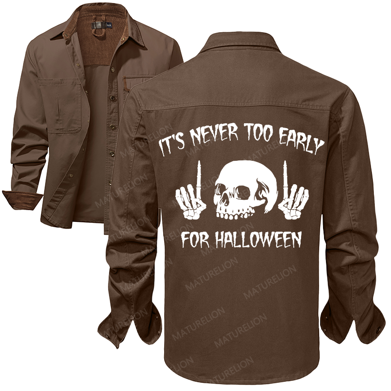 Maturelion Men's Work Shirt It's Never Too Early For Halloween Work Shirt Jacket