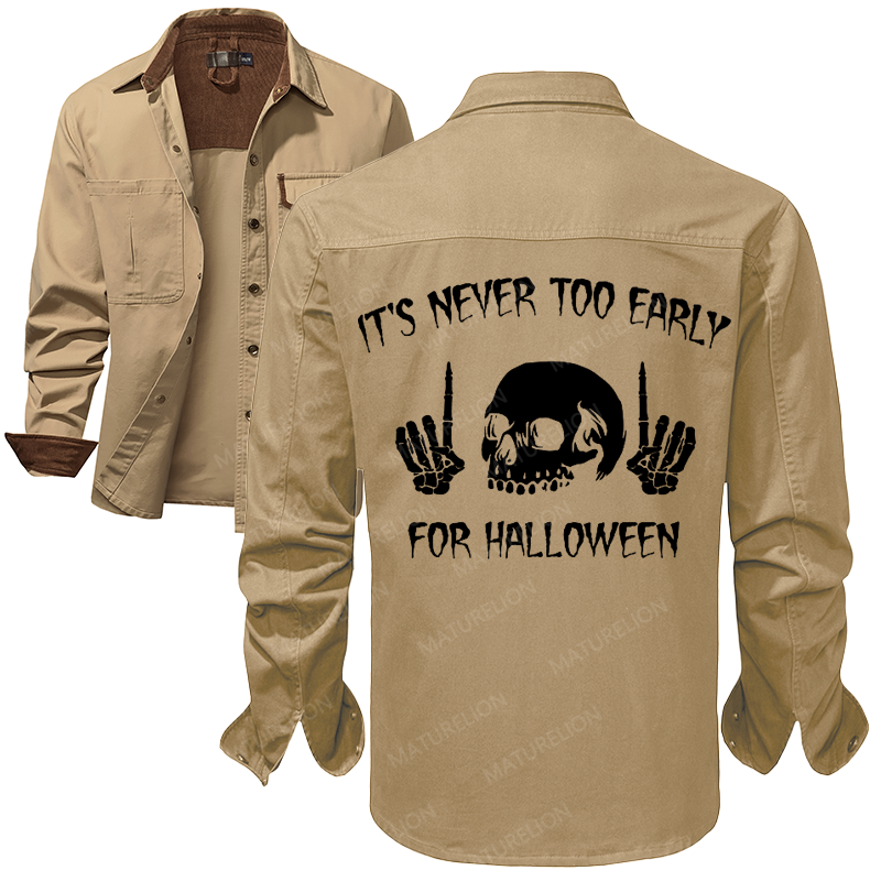 Maturelion Men's Work Shirt It's Never Too Early For Halloween Work Shirt Jacket