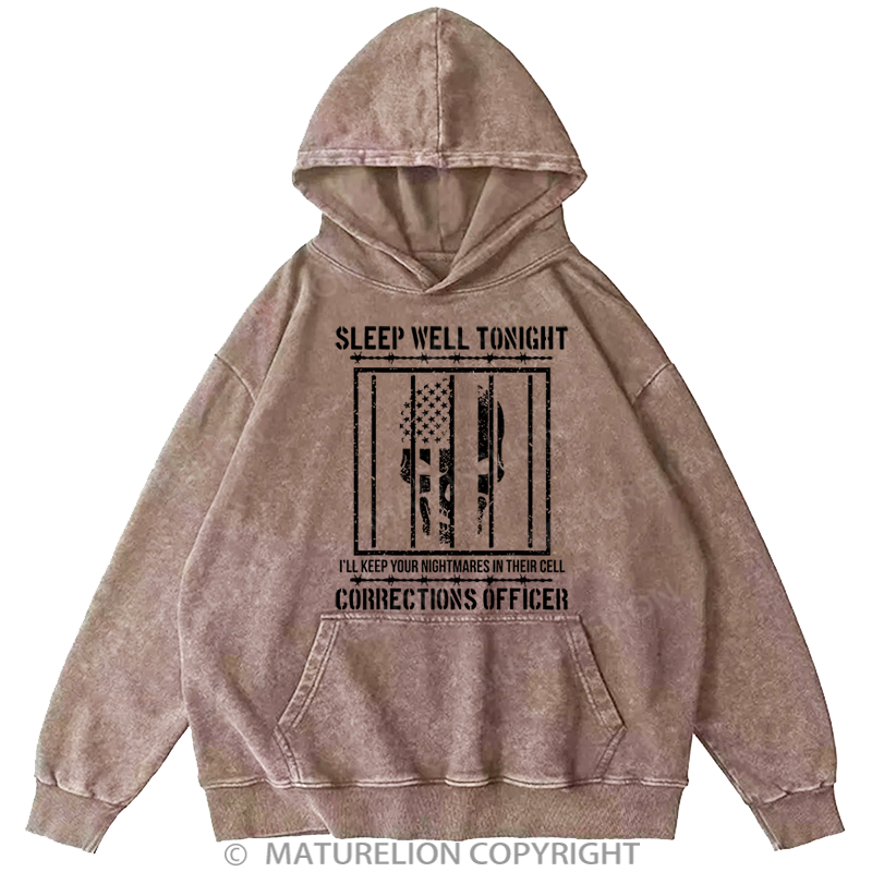 Maturelion Men's Hoodies Sleep Well Tonight Skull Washed Hoodie