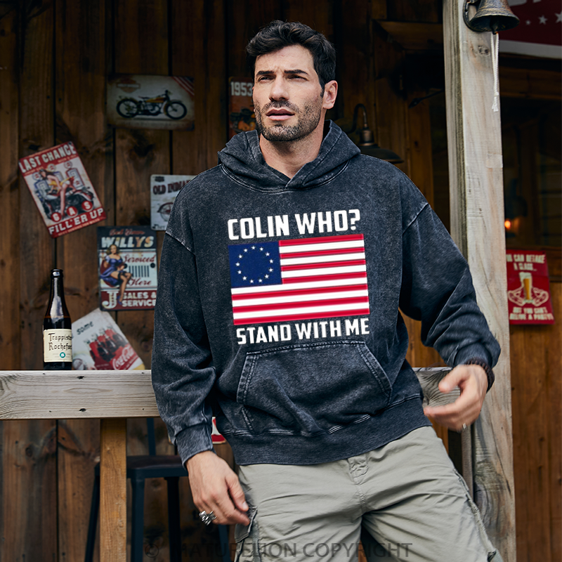 Maturelion Men's Hoodies Betsy Ross Stand For The Flag Washed Hoodie