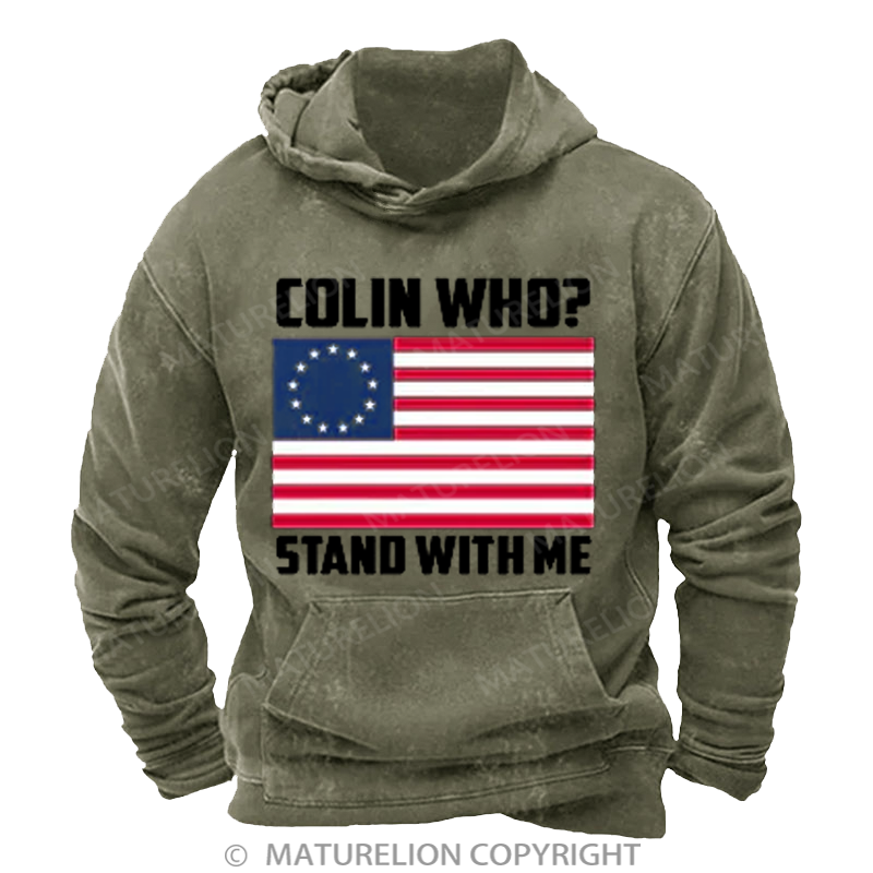 Maturelion Men's Hoodies Betsy Ross Stand For The Flag Washed Hoodie