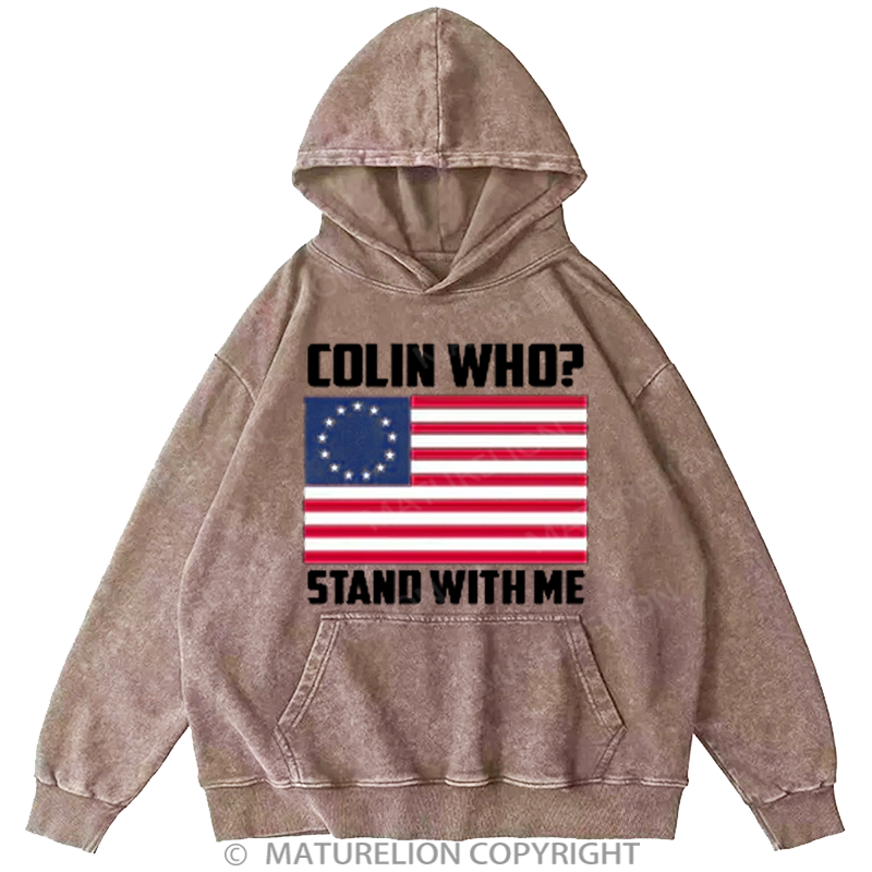 Maturelion Men's Hoodies Betsy Ross Stand For The Flag Washed Hoodie