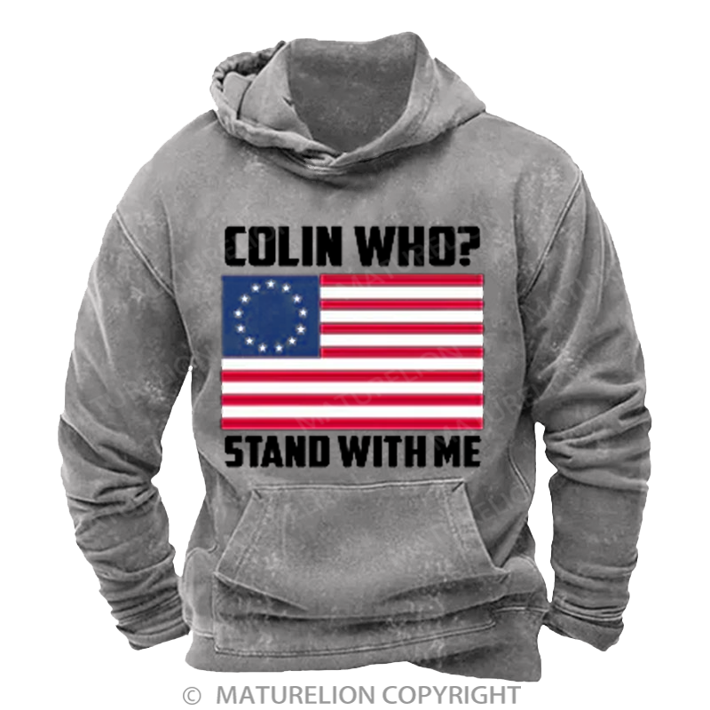 Maturelion Men's Hoodies Betsy Ross Stand For The Flag Washed Hoodie