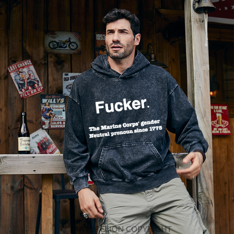 Maturelion Men's Hoodies Fucker Washed Hoodie