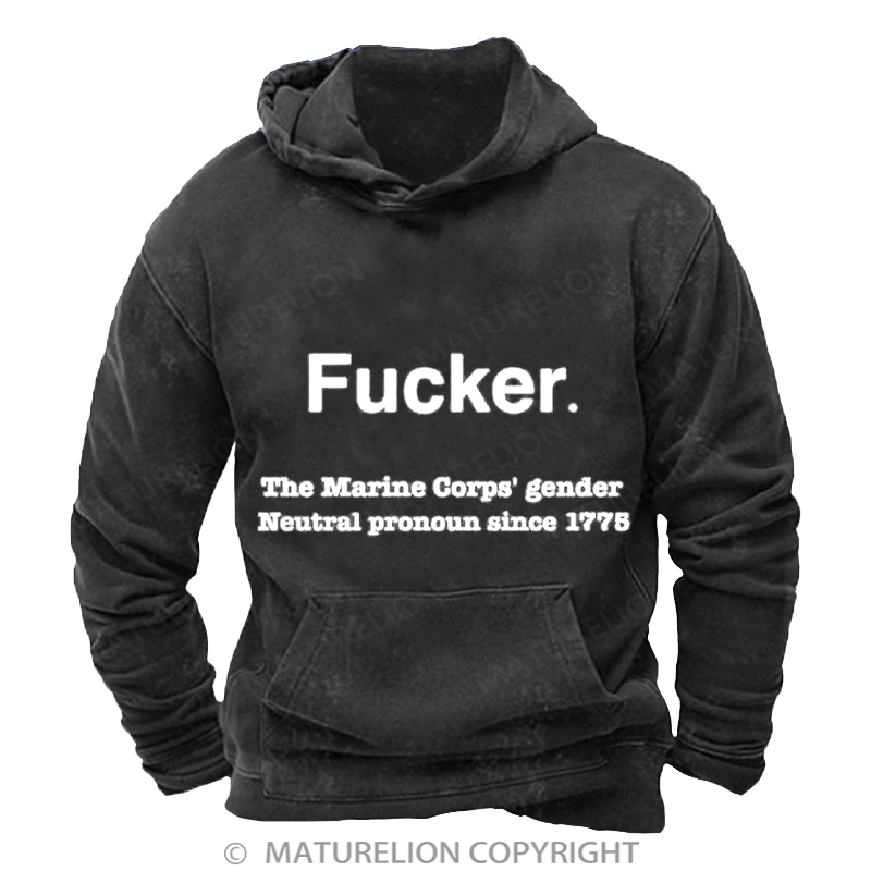 Maturelion Men's Hoodies Fucker Washed Hoodie