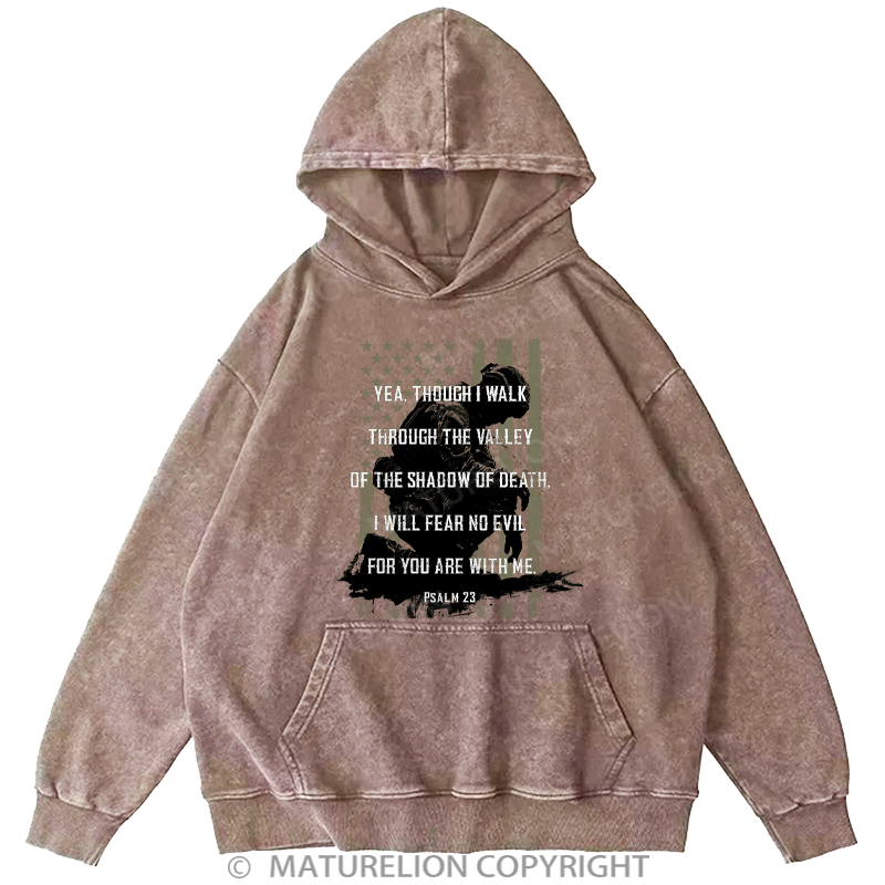 Maturelion Men's Hoodies Psalm 23 Washed Hoodie