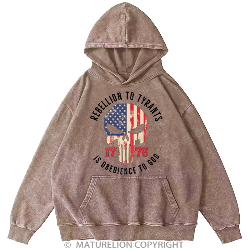 Maturelion Men's Hoodies Rebellion To Tyrants Washed Hoodie