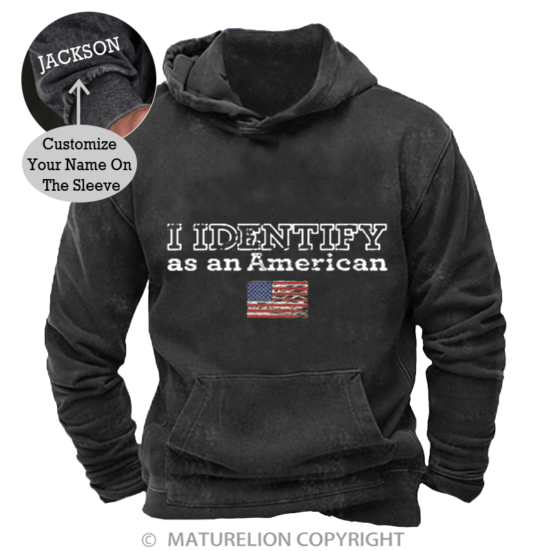 Maturelion Men's Hoodies I Identify as an American Washed Hoodie