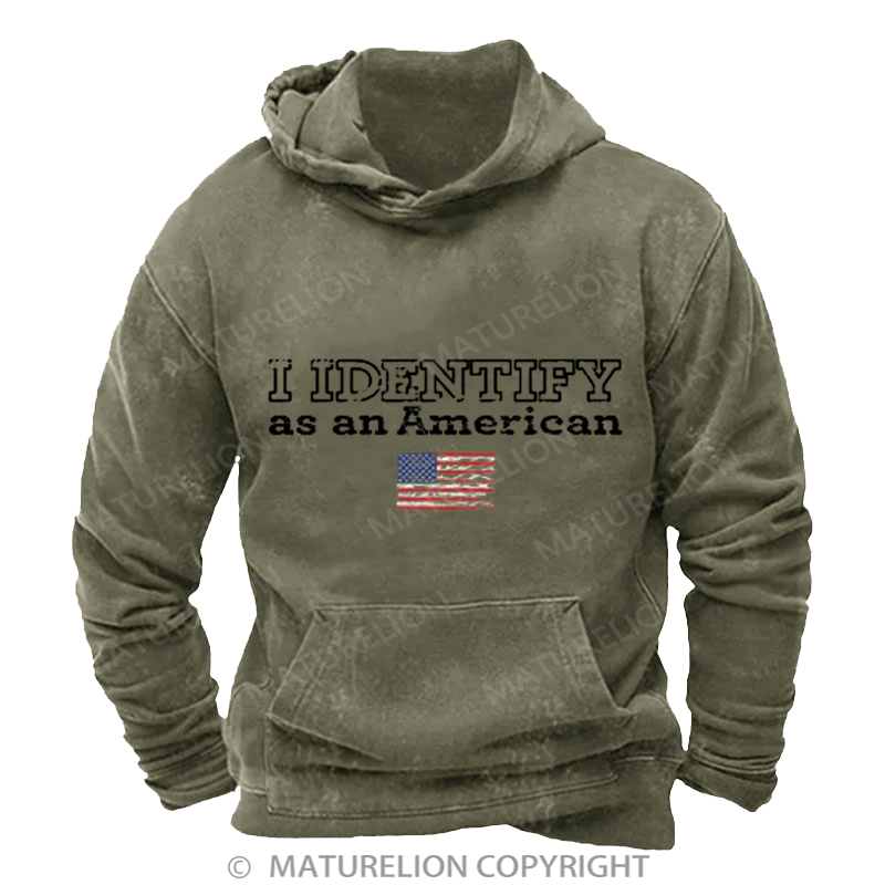 Maturelion Men's Hoodies I Identify as an American Washed Hoodie