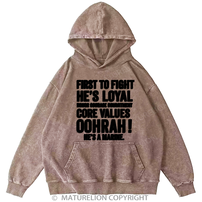Maturelion Men's Hoodies First to Fight Washed Hoodie