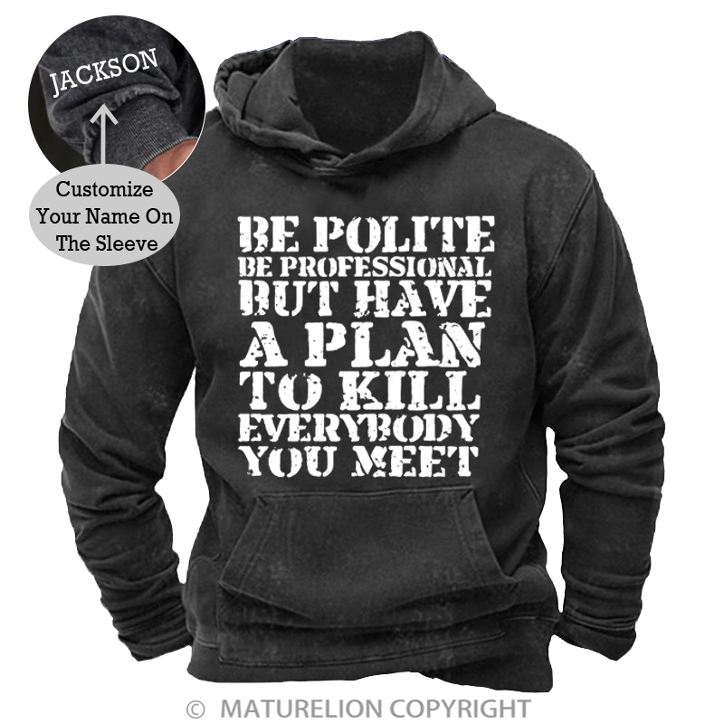 Maturelion Men's Hoodies Plan Behind the Smile Washed Hoodie