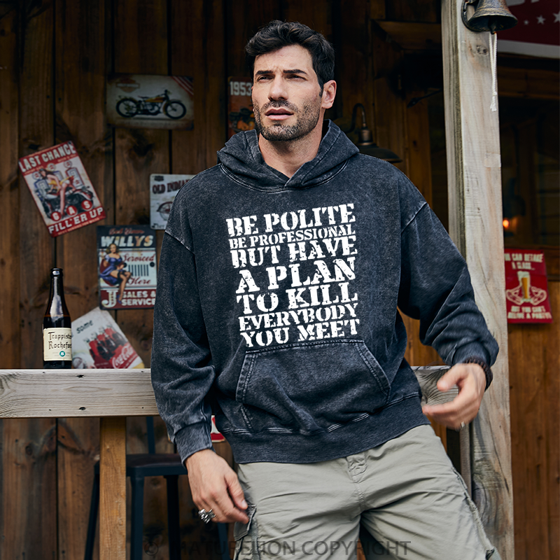 Maturelion Men's Hoodies Plan Behind the Smile Washed Hoodie