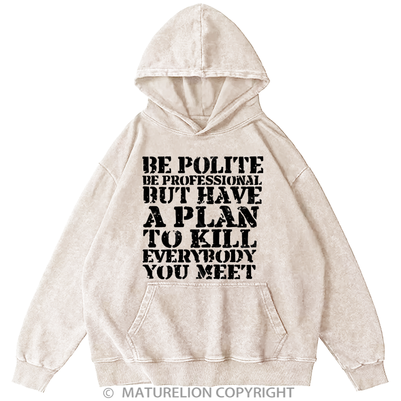 Maturelion Men's Hoodies Plan Behind the Smile Washed Hoodie