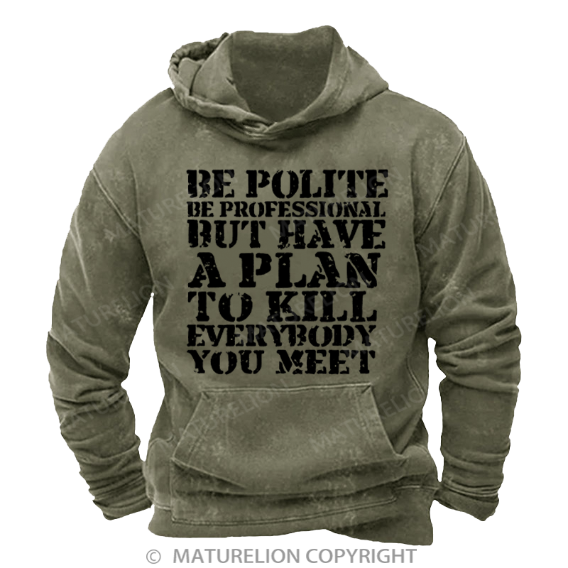 Maturelion Men's Hoodies Plan Behind the Smile Washed Hoodie
