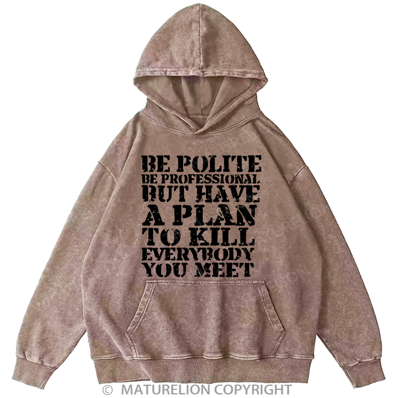 Maturelion Men's Hoodies Plan Behind the Smile Washed Hoodie