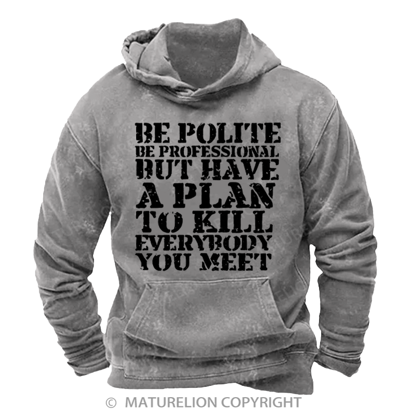 Maturelion Men's Hoodies Plan Behind the Smile Washed Hoodie