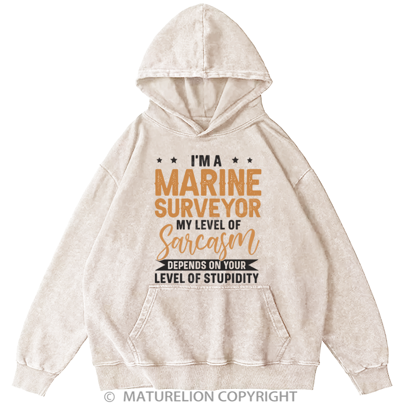 Maturelion Men's Hoodies My Level of Sarcasm Depends on Your Level Of Stupidity Washed Hoodie