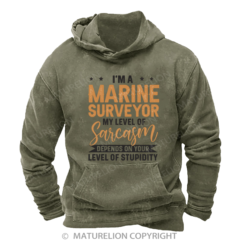 Maturelion Men's Hoodies My Level of Sarcasm Depends on Your Level Of Stupidity Washed Hoodie