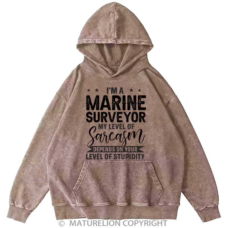 Maturelion Men's Hoodies My Level of Sarcasm Depends on Your Level Of Stupidity Washed Hoodie
