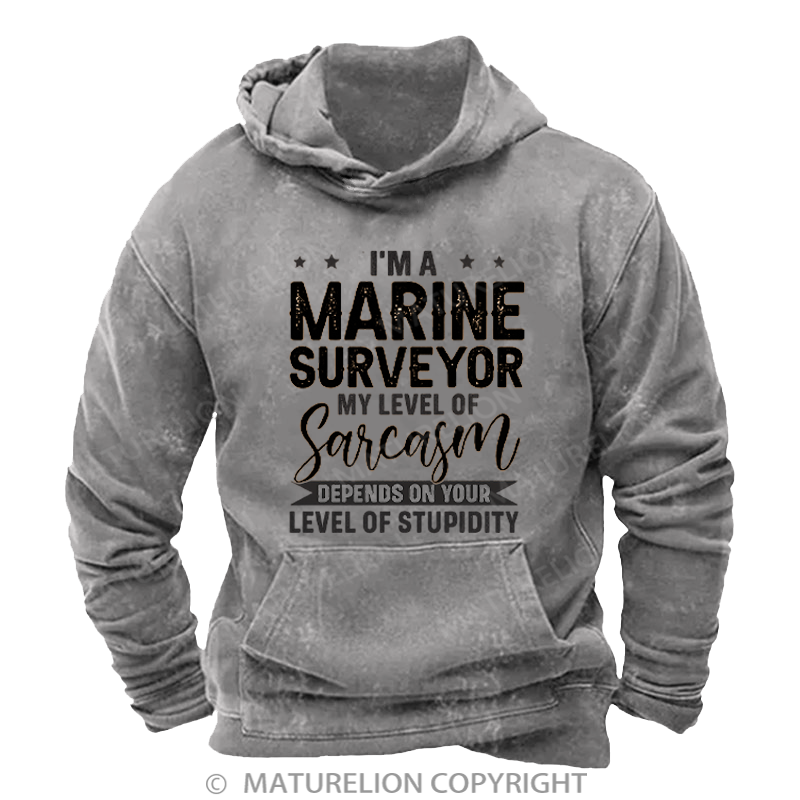Maturelion Men's Hoodies My Level of Sarcasm Depends on Your Level Of Stupidity Washed Hoodie