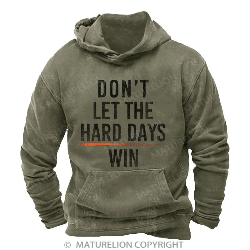 Maturelion Men's Hoodies Hard Days Washed Hoodie